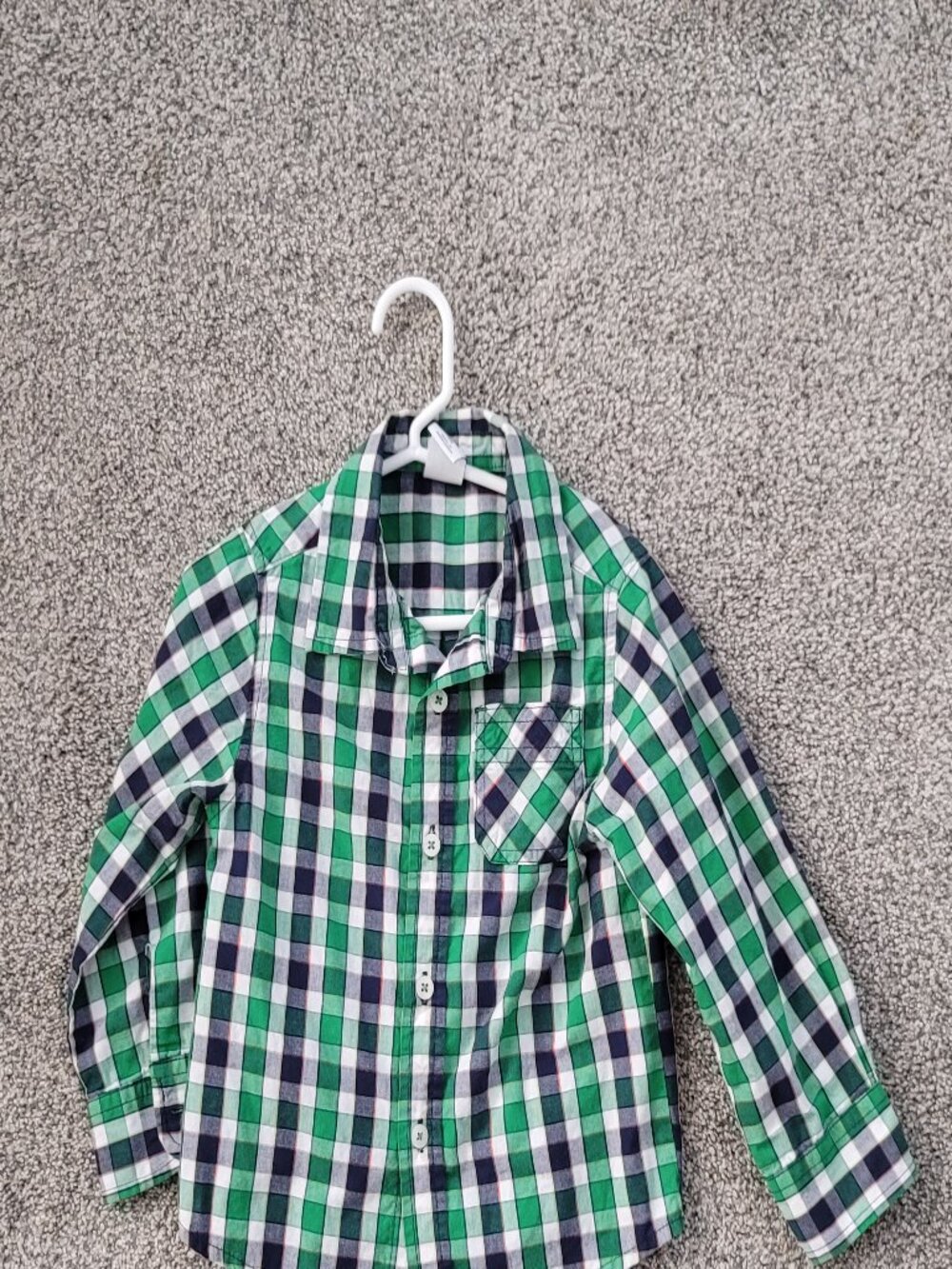 ** Bundle Only*** Boys Green White Blue Checked Long Sleeve Button Down Shirt 3T